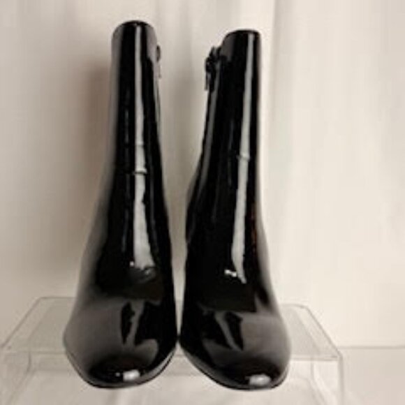 ALDO Black Patent Leather Round Pointed Toe Block Heel Ankle Boots Size 11 - Picture 3 of 13